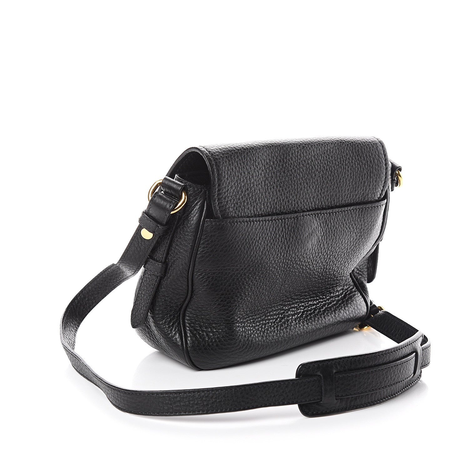 Prada Vitello Daino Double Buckle Messenger Bag Black 2 of 8