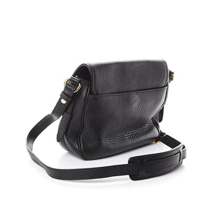 Prada Vitello Daino Double Buckle Messenger Bag Black 2 of 8