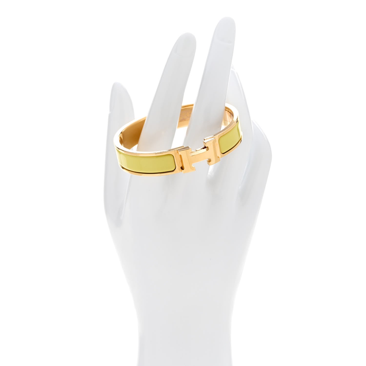 Hermes Enamel Narrow Clic Clac H Bracelet PM Jaune Citron 2 of 5