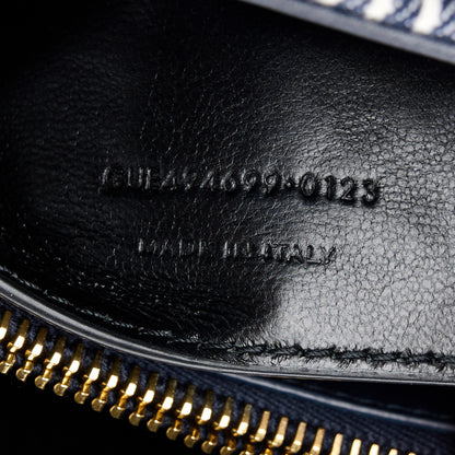 Saint Laurent Striped Denim Y Quilted Monogram Small Loulou Chain Satchel Marine Vintage White 8 of 12