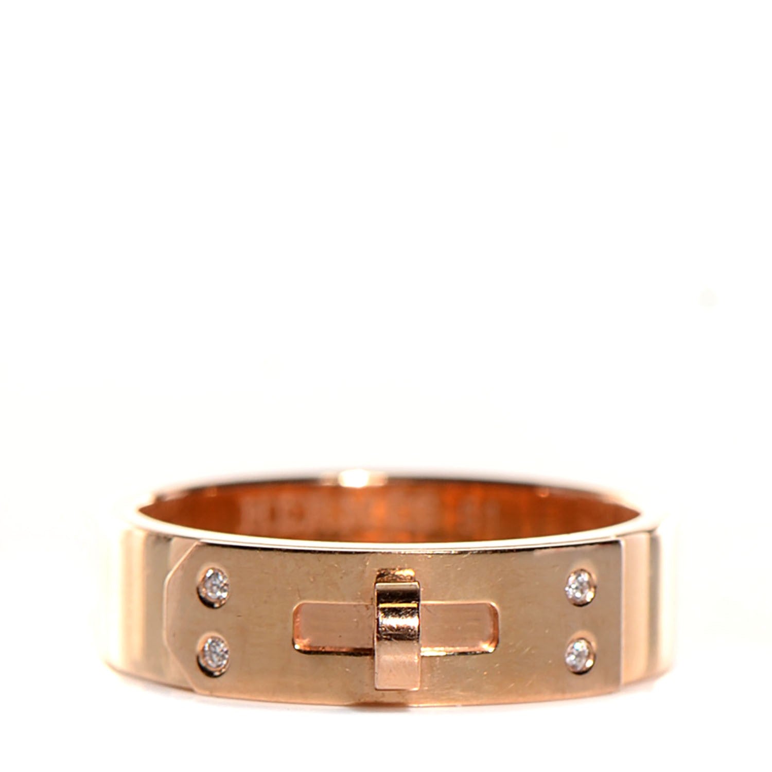 Hermes 18K Rose Gold Diamond PM Kelly Ring 51 5.75 1 of 9