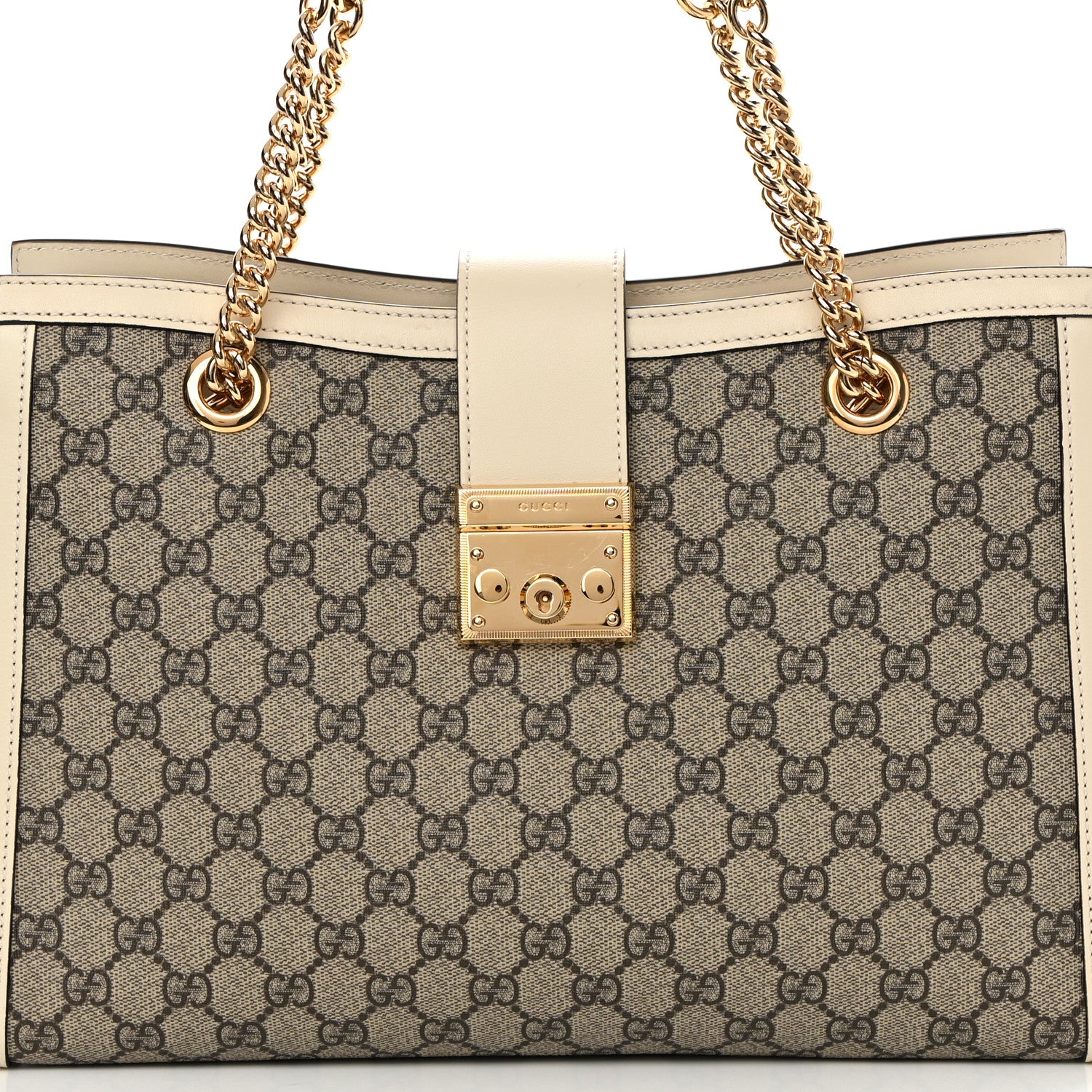 Gucci GG Supreme Monogram Medium Padlock Tote White 6 of 14