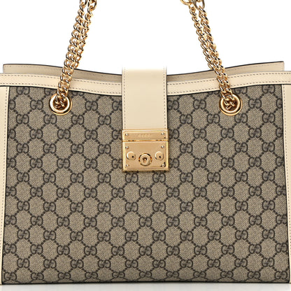 Gucci GG Supreme Monogram Medium Padlock Tote White 6 of 14
