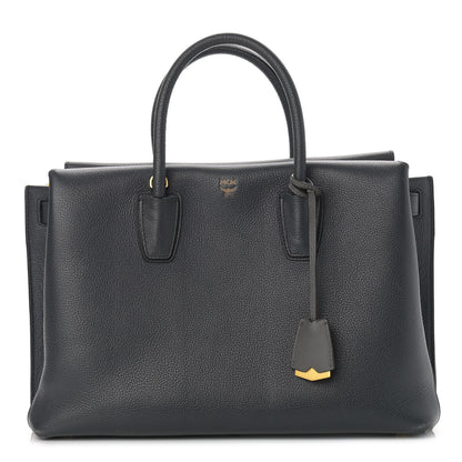 MCM Grained Calfskin Medium Milla Tote Phantom Grey 1 of 11