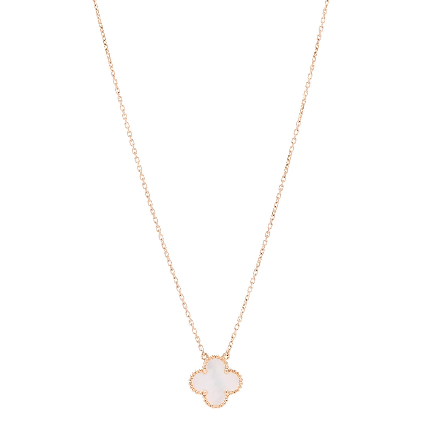 18K Yellow Gold Mother of Pearl Vintage Alhambra Pendant Necklace