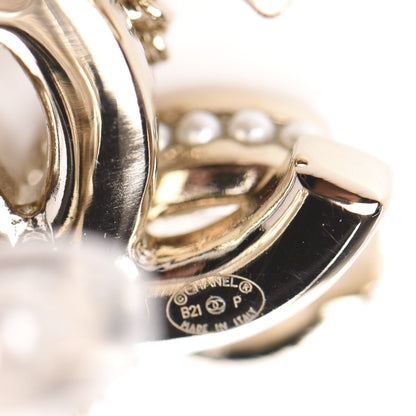 Chanel Crystal CC Chain Cuff Single Clip On Earring Gold Pearly White 4 of 4