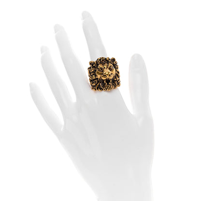 Gucci Metal Lion Head Ring 11 Aged Gold 2 of 7