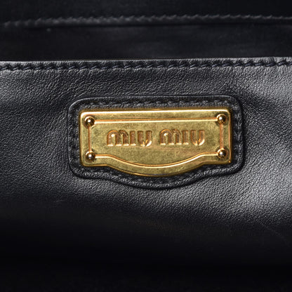 Miu Miu Soft Calf Studded Shopping Tote Black 6 of 8