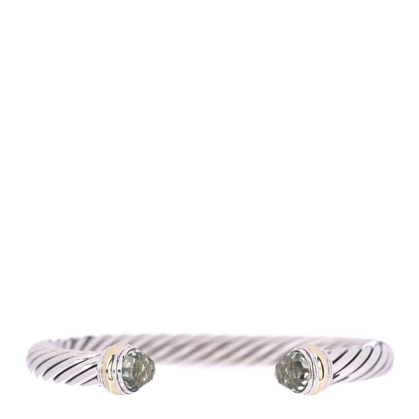 Sterling Silver 14K Yellow Gold Prasiolite 7mm Cable Classics Bracelet