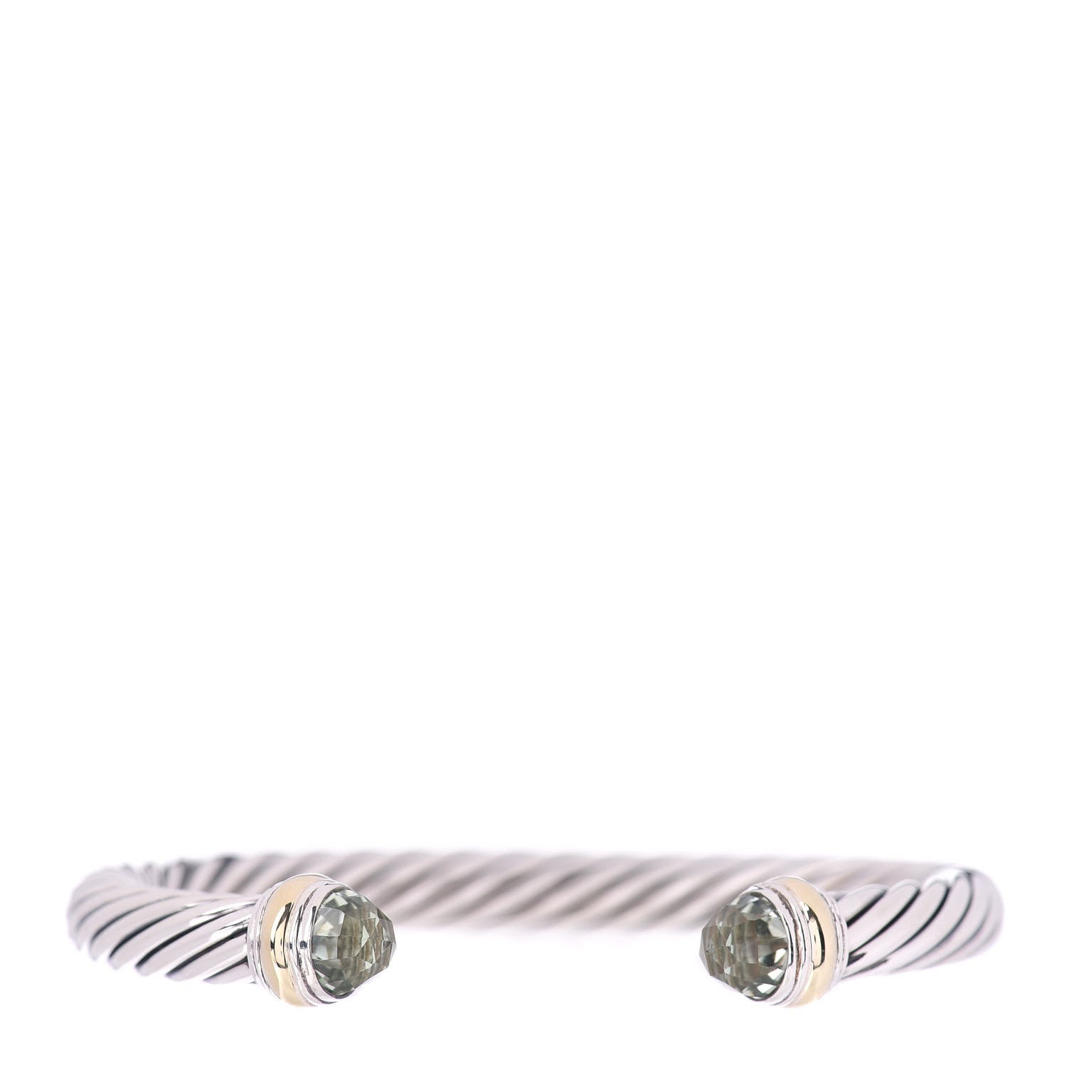 David Yurman Sterling Silver 14K Yellow Gold Prasiolite 7mm Cable Classics Bracelet 1 of 4