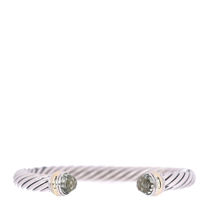 David Yurman Sterling Silver 14K Yellow Gold Prasiolite 7mm Cable Classics Bracelet 1 of 4