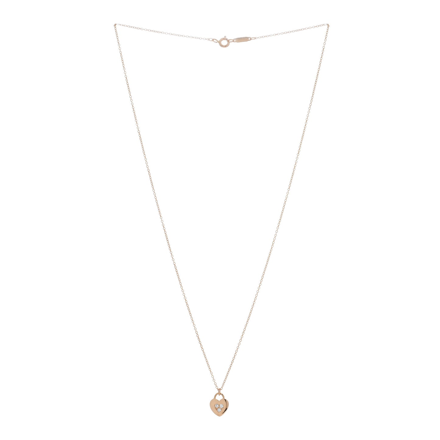 18K Rose Gold Diamond Heart Pendant Necklace