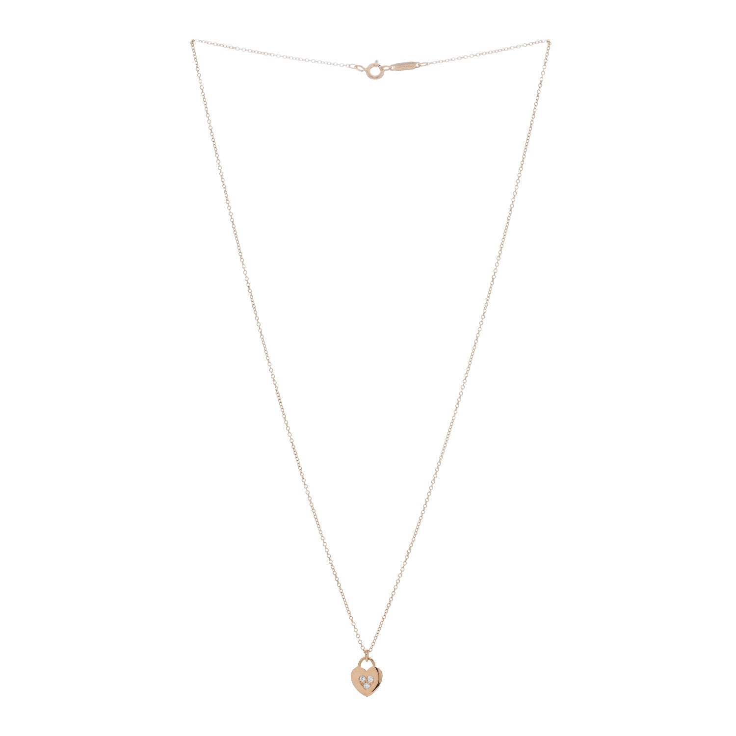 Tiffany 18K Rose Gold Diamond Heart Pendant Necklace 3 of 4
