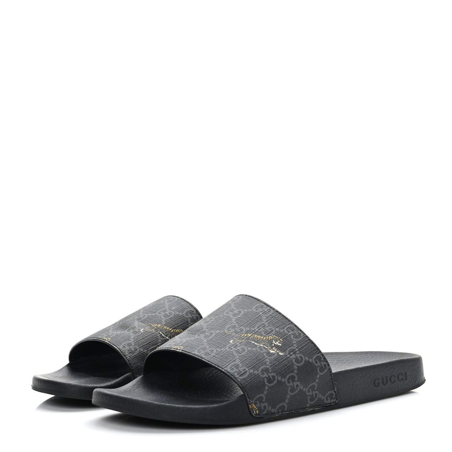 GG Supreme Monogram Tigers Mens Slide Sandals 10 Black Multicolor