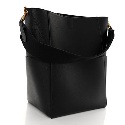 Celine Soft Grained Calfskin Sangle Bucket Bag Black 3 of 9