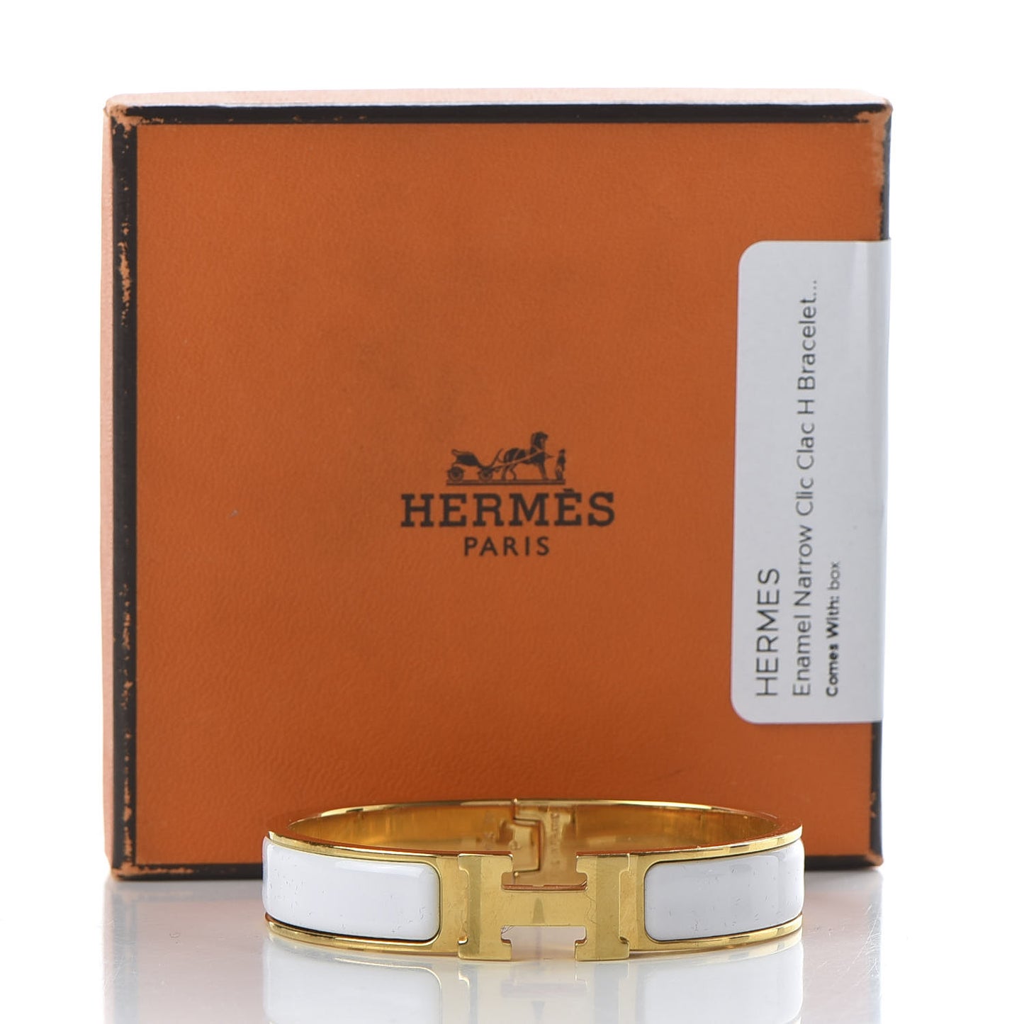 Enamel Narrow Clic Clac H Bracelet PM White