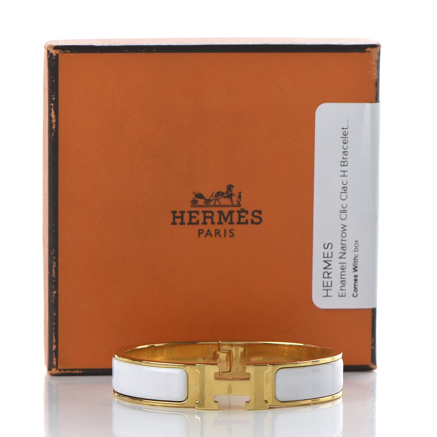 Hermes Enamel Narrow Clic Clac H Bracelet PM White 7 of 7