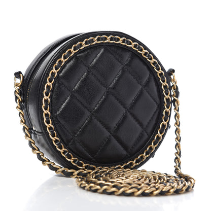Chanel Lambskin Quilted Round Filigree Chain Around Crossbody Black 3 of 10