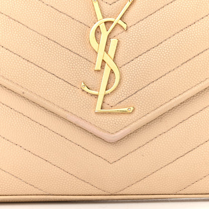 Saint Laurent Grain De Poudre Matelasse Chevron Monogram Chain Wallet Dark Beige 12 of 14