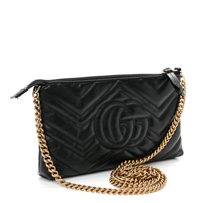 Gucci Calfskin Matelasse Mini GG Marmont Chain Bag Black 3 of 10