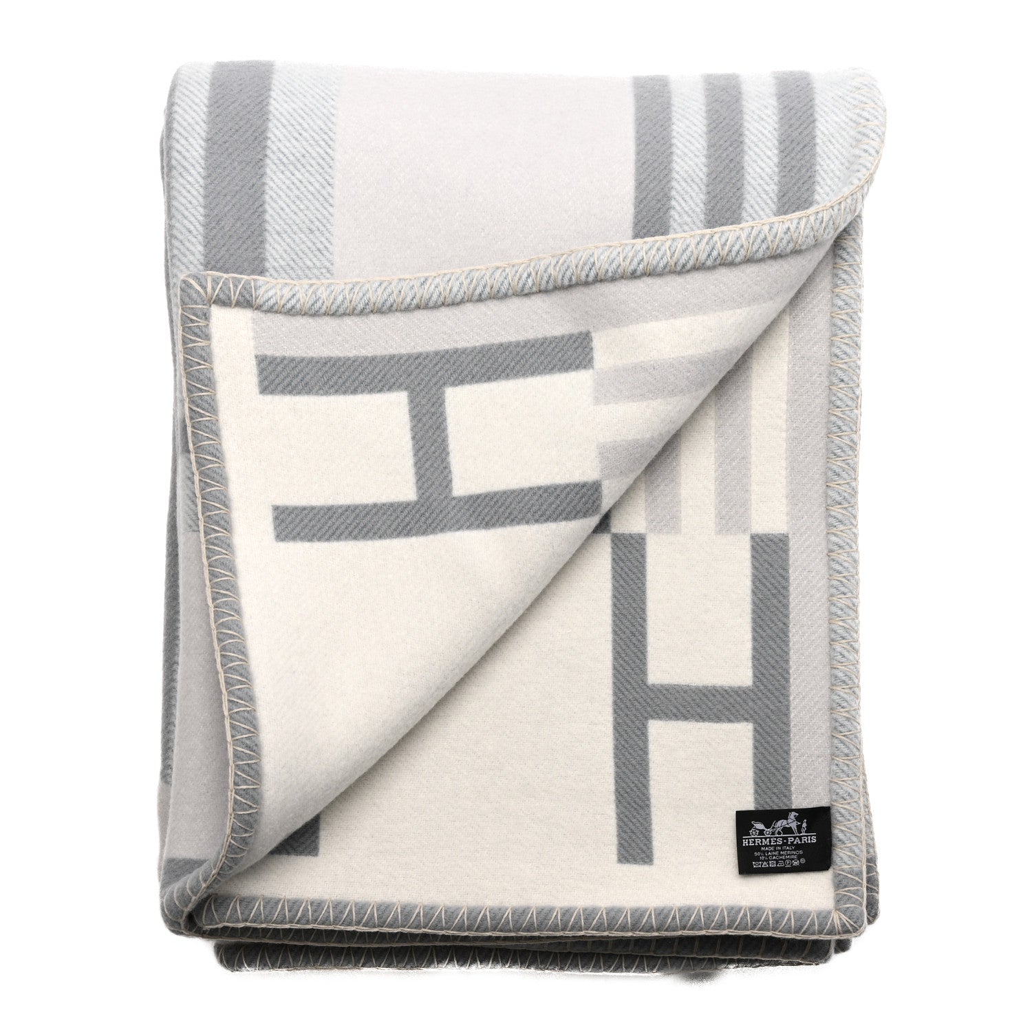 Hermes Wool Cashmere Ithaque Blanket Gris Perle 2 of 4