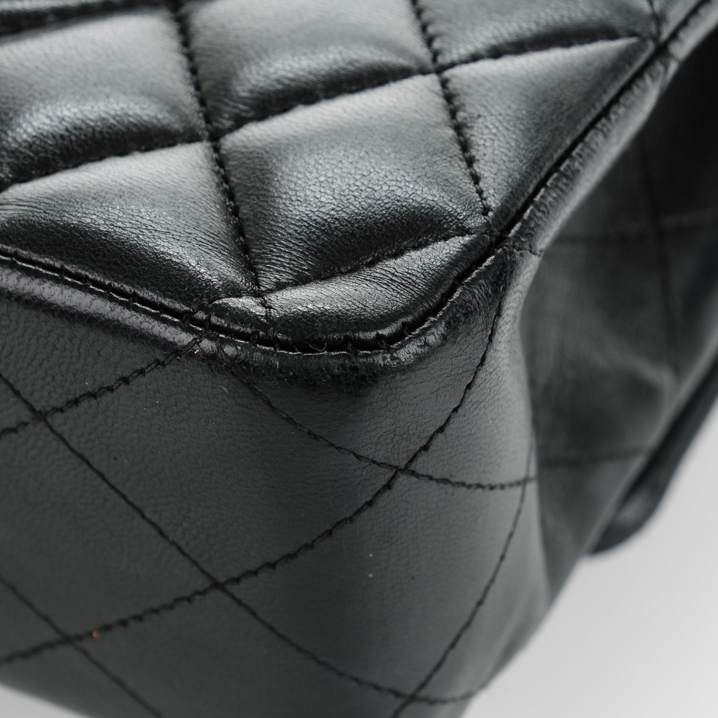 Lambskin Quilted Medium Double Flap Black