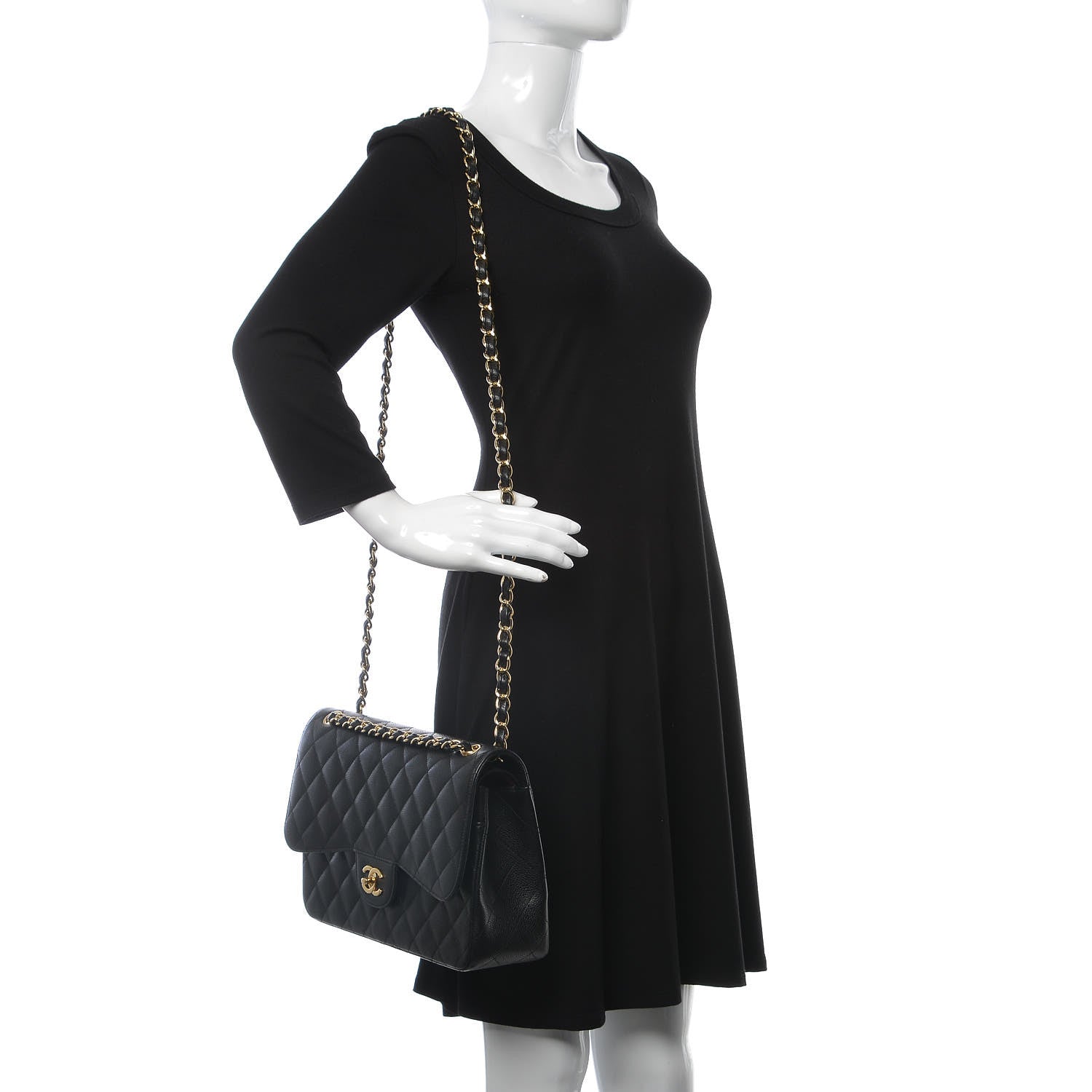 Chanel Caviar Quilted Jumbo Double Flap Black 2 of 9
