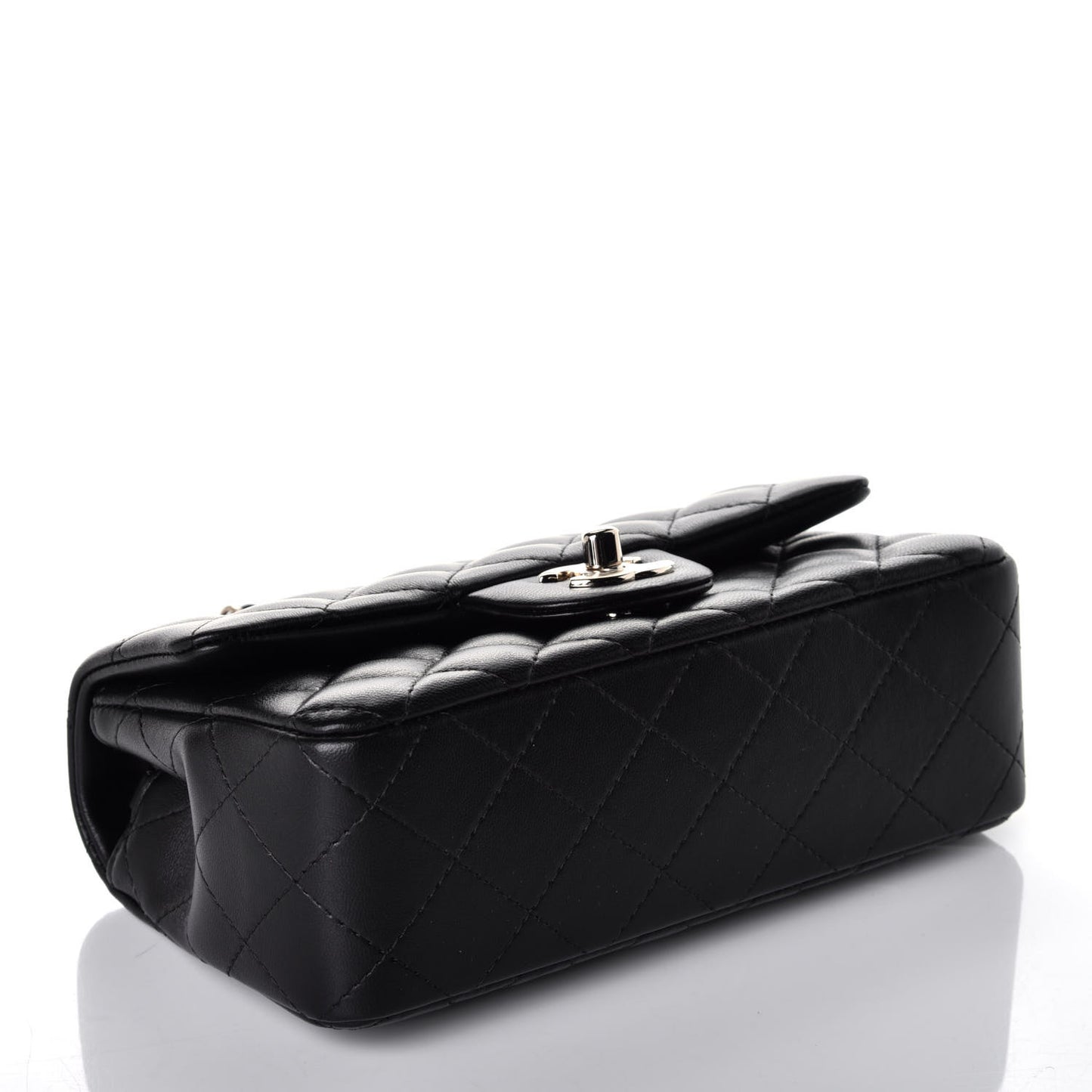 Lambskin Quilted Mini Rectangular Flap Black