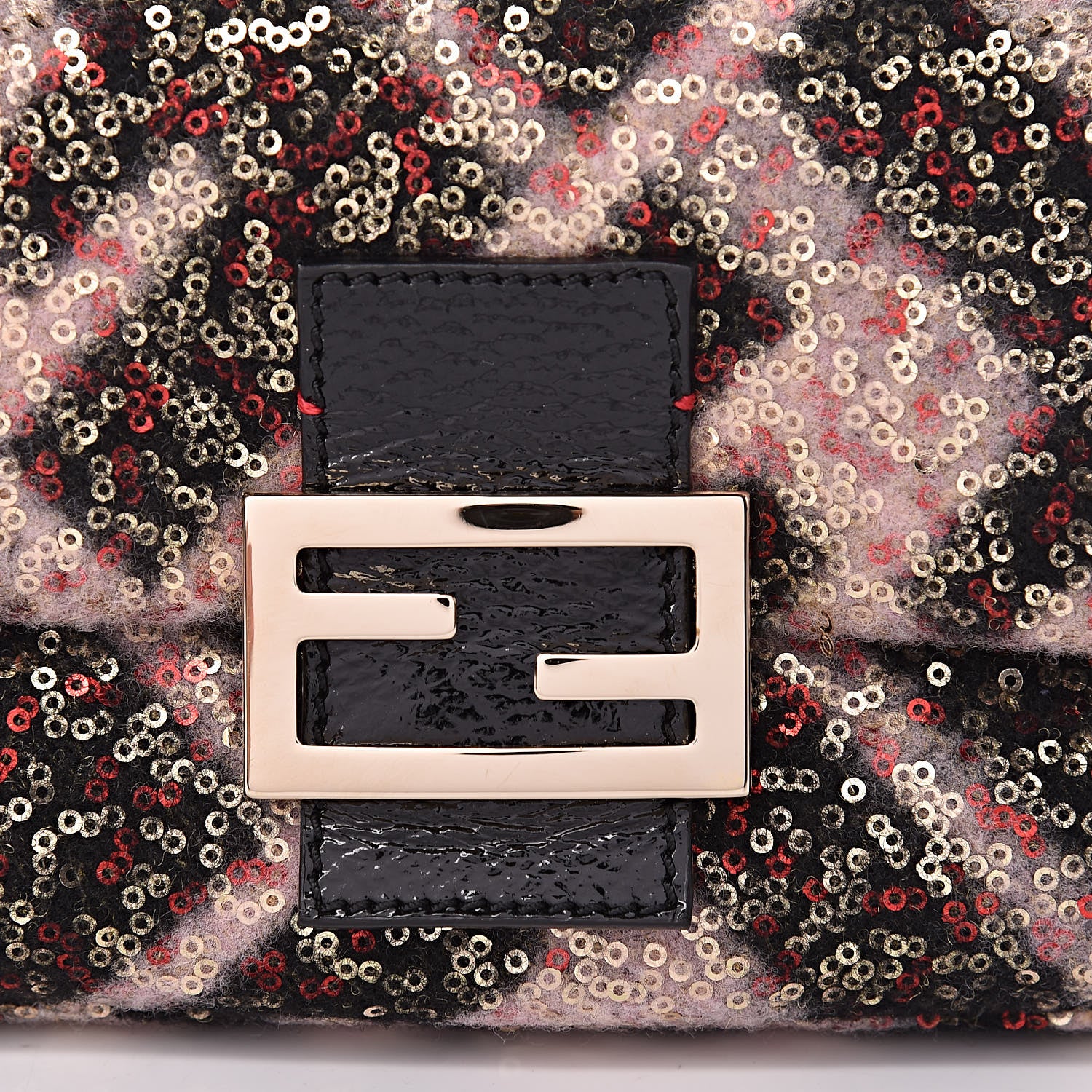 Fendi Wool Sequin Macro FF Diagonal Mini Mama Baguette 8 of 10