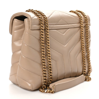 Saint Laurent Calfskin Y Quilted Monogram Small Loulou Chain Satchel Dark Beige 3 of 12