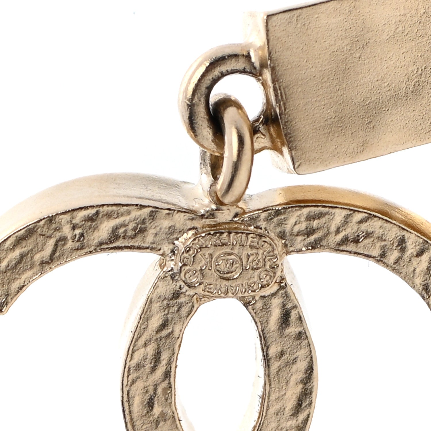 Chanel Crystal Pearl CC Cross Drop Earrings Gold 4 of 5