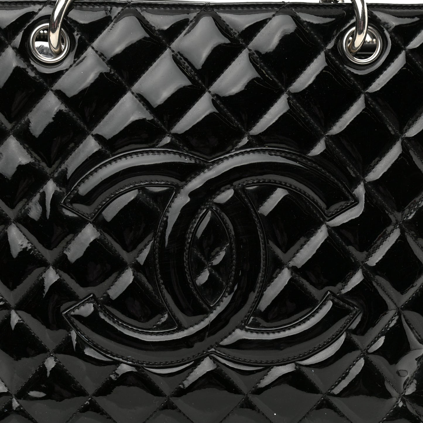 Patent Quilted Grand Shopping Tote GST Black