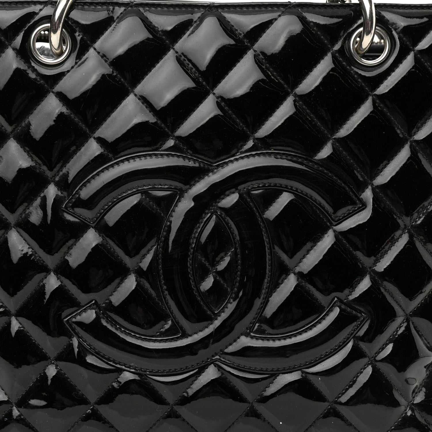 Chanel Patent Quilted Grand Shopping Tote GST Black 8 of 11