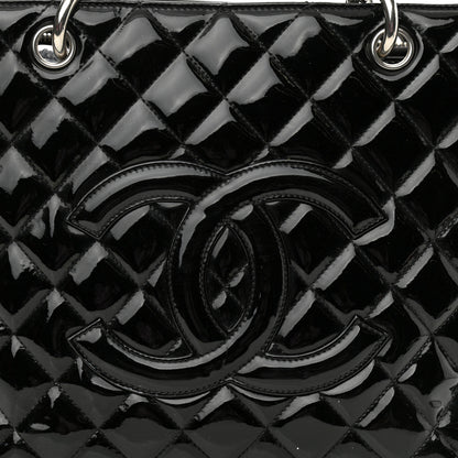 Chanel Patent Quilted Grand Shopping Tote GST Black 8 of 11