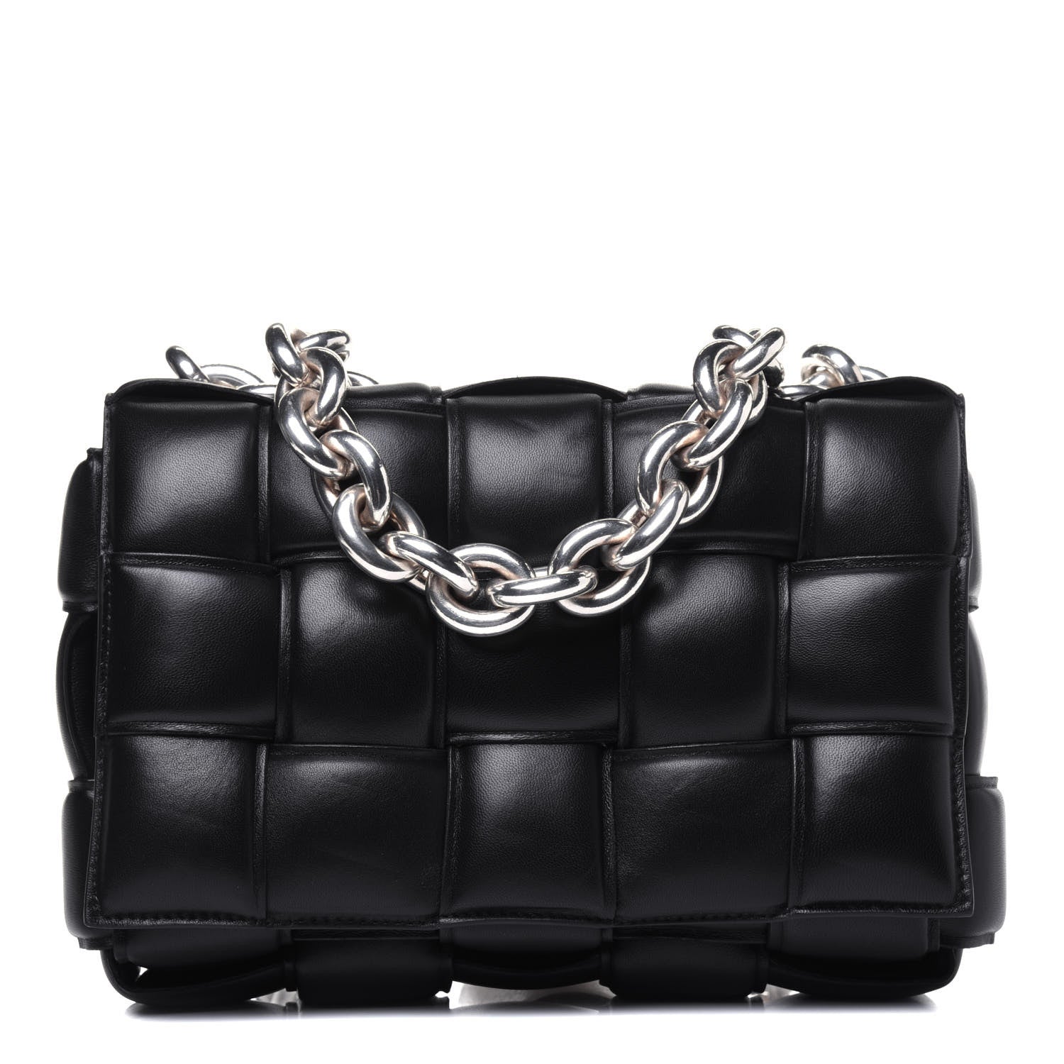 Bottega Veneta Lambskin Maxi Intreccio Padded Chain Cassette Crossbody Bag Black 1 of 14