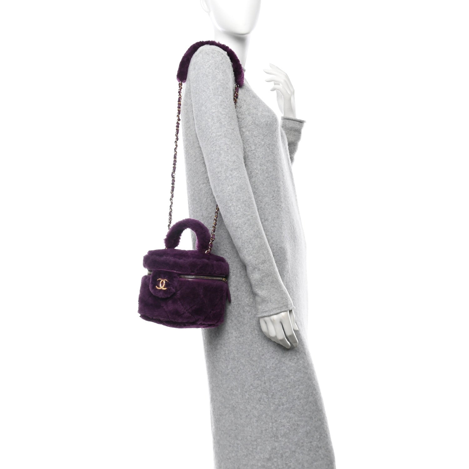 Chanel Shearling Lambskin Quilted Small Vanity Case Purple 2 of 11