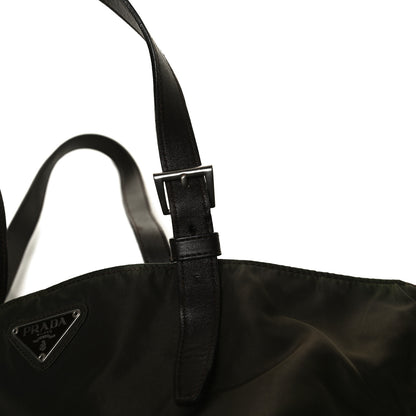 Prada Tessuto Nylon Soft Calfskin Tote Dark Brown 20 of 21