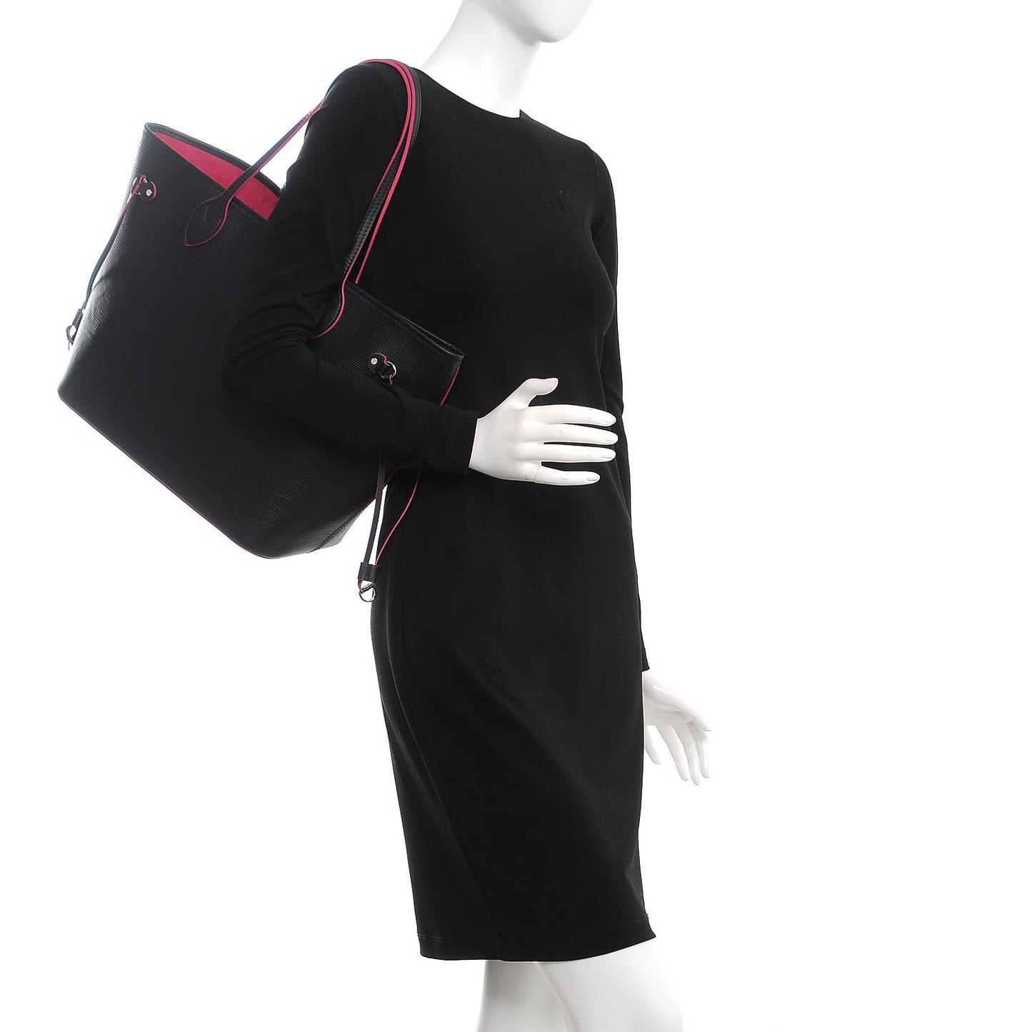 Epi Neverfull MM Black Hot Pink