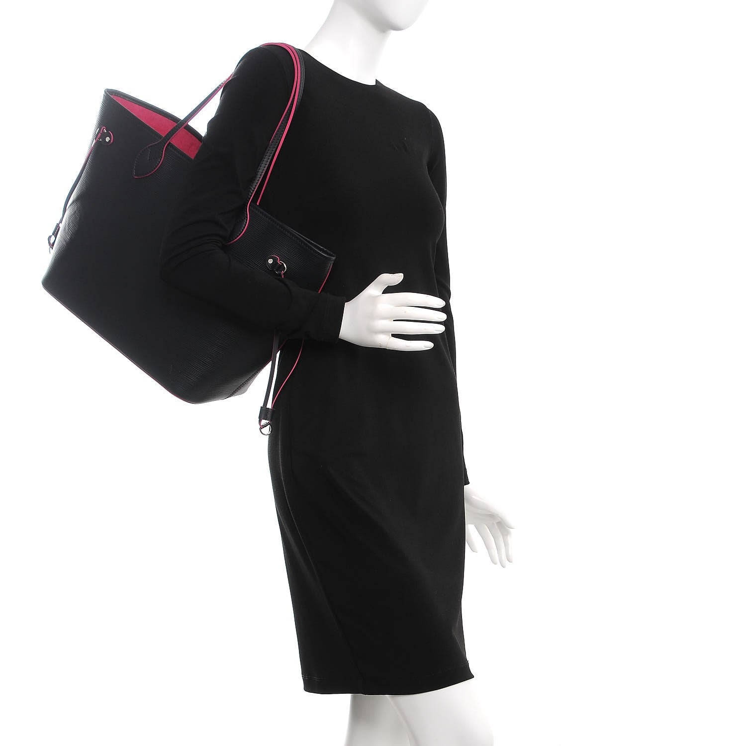 Louis Vuitton Epi Neverfull MM Black Hot Pink 2 of 13