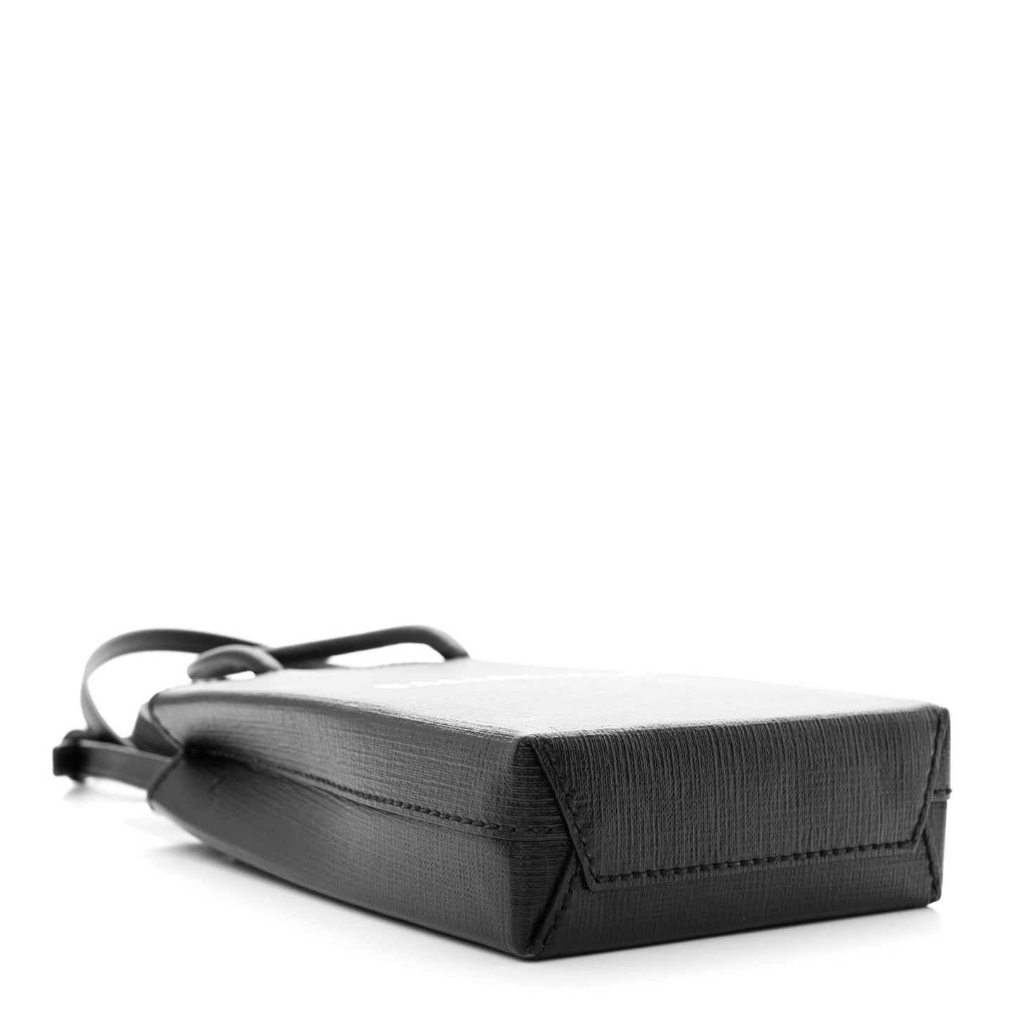 Squared Calfskin Logo Shopping Phone Holder Bag Black