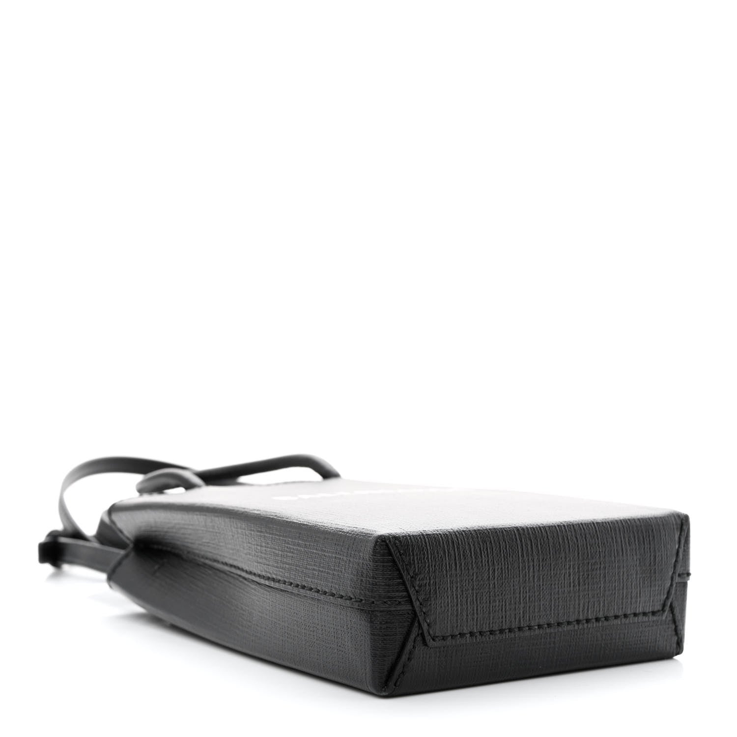 Balenciaga Squared Calfskin Logo Shopping Phone Holder Bag Black 4 of 10