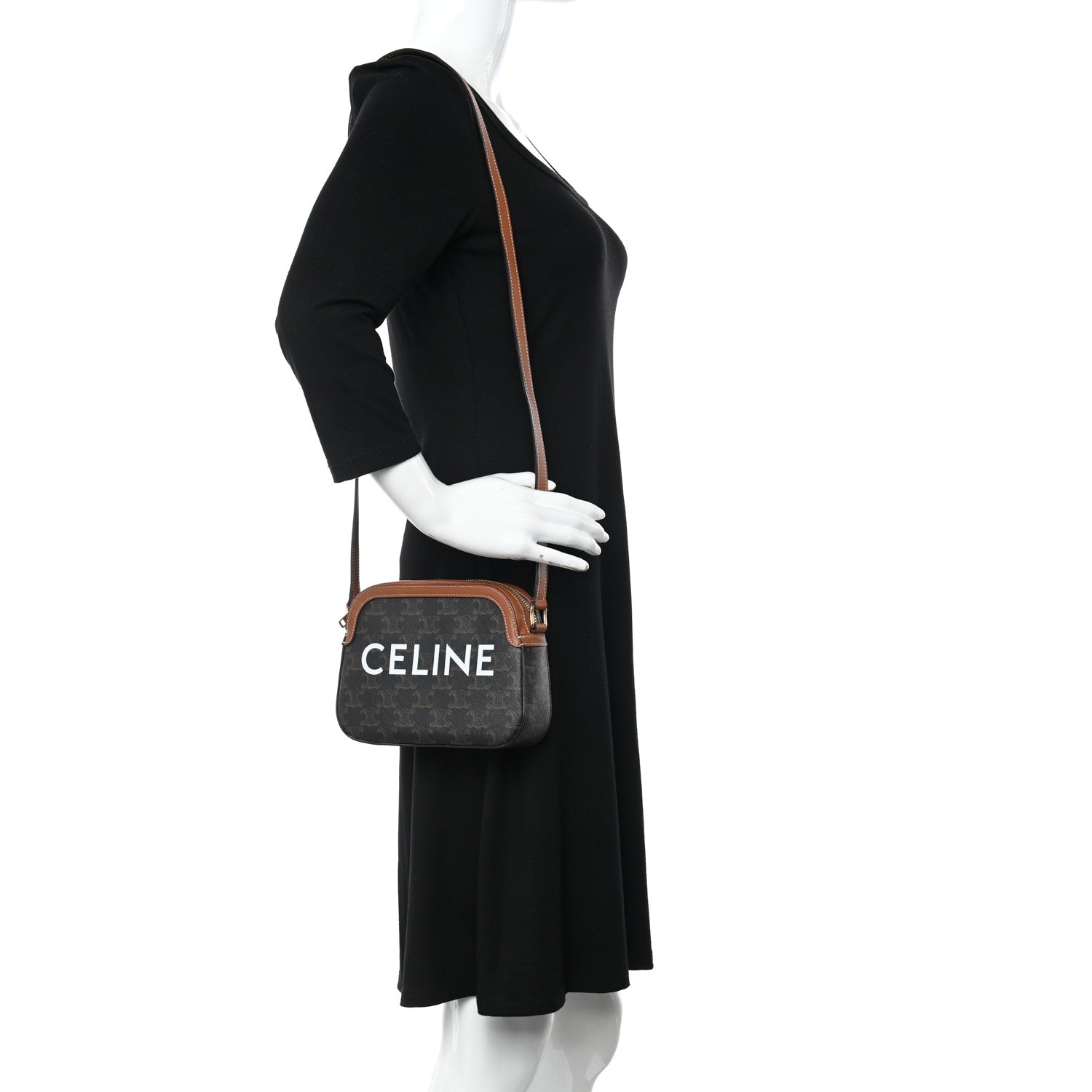 Celine Triomphe Canvas Small Camera Bag Tan 2 of 11