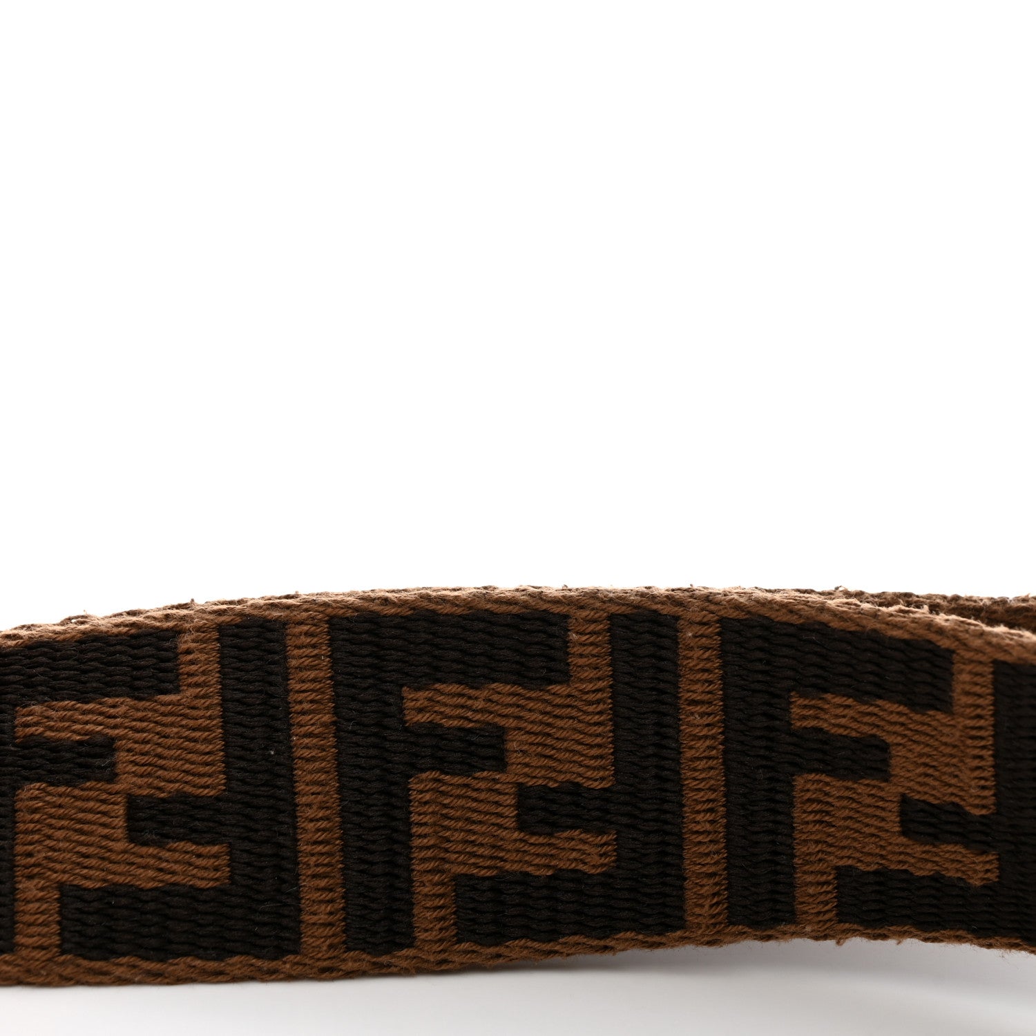 Fendi Ribbon Vitello Century FF 1974 Flat Studded Strap You Fango Marrone Ebano 3 of 5