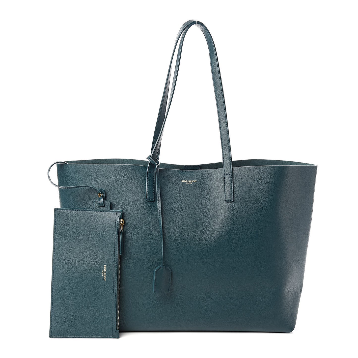 Calfskin Large Shopping Tote Dark Turquoise