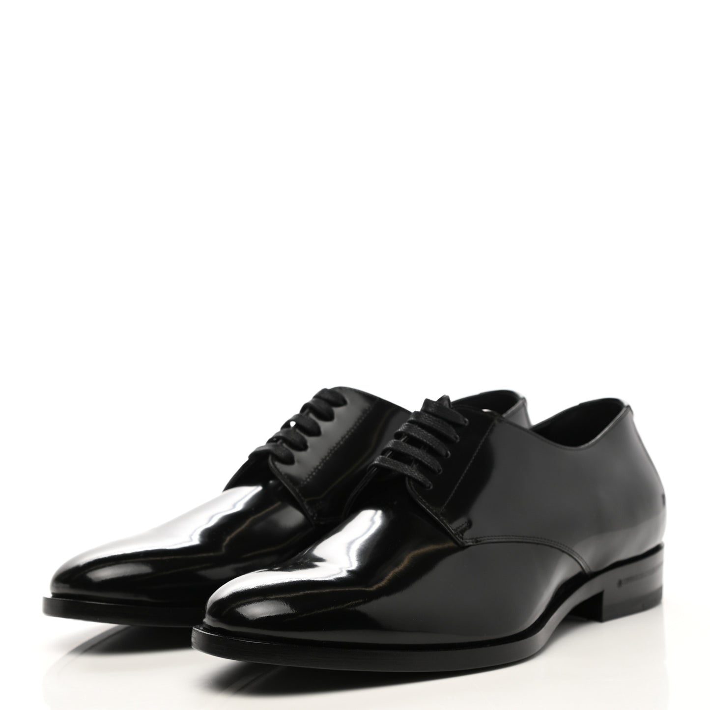 Patent Calfskin Mens Smoking 25 Derby Lace Up Shoes 41 Black