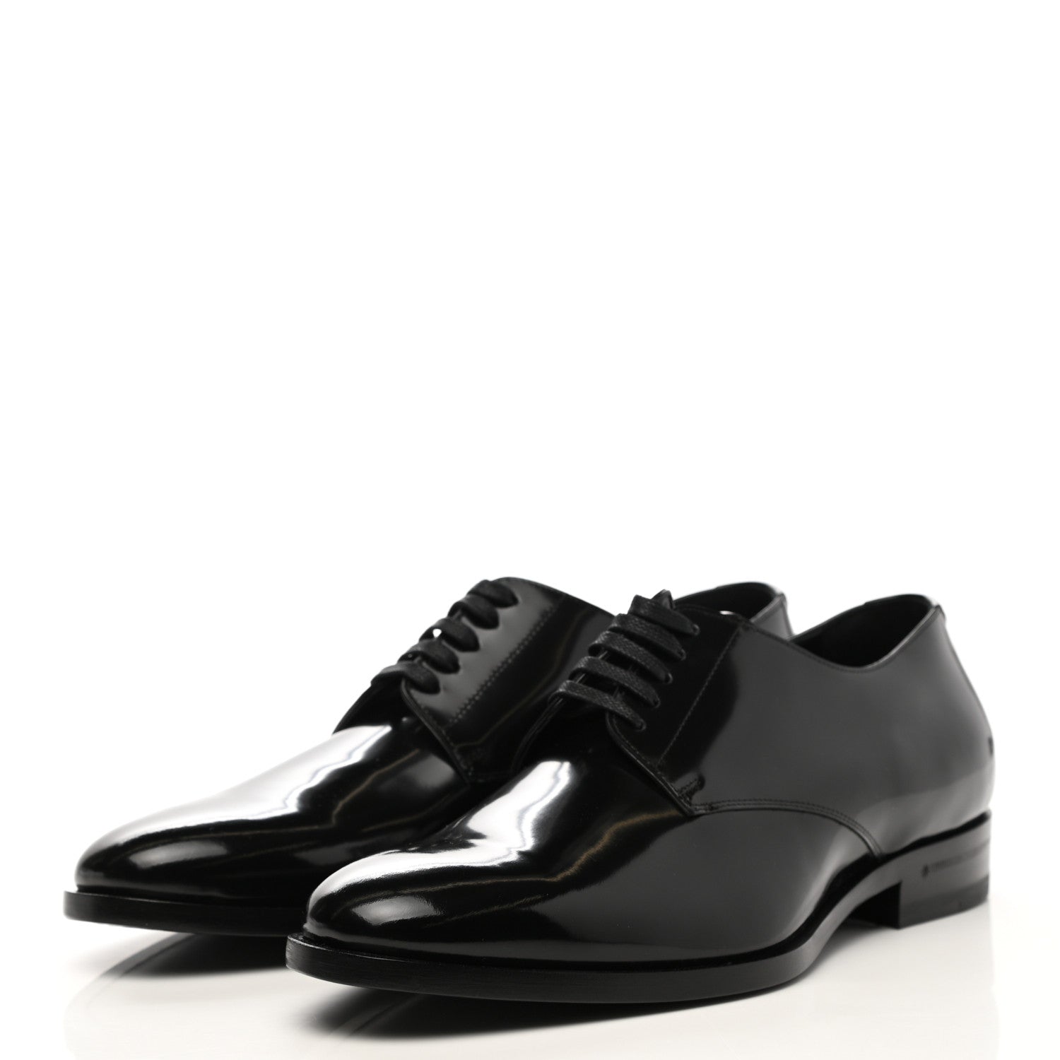 Saint Laurent Patent Calfskin Mens Smoking 25 Derby Lace Up Shoes 41 Black 3 of 8