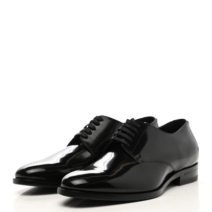 Saint Laurent Patent Calfskin Mens Smoking 25 Derby Lace Up Shoes 41 Black 3 of 8