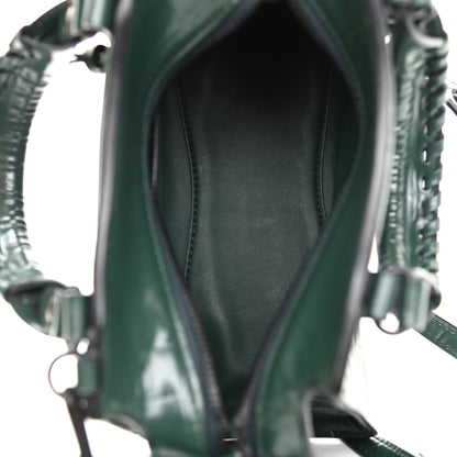 Balenciaga Semi Shiny Calfskin Crocodile Embossed Neo Classic Black Hardware Mini City Forest Green 5 of 11