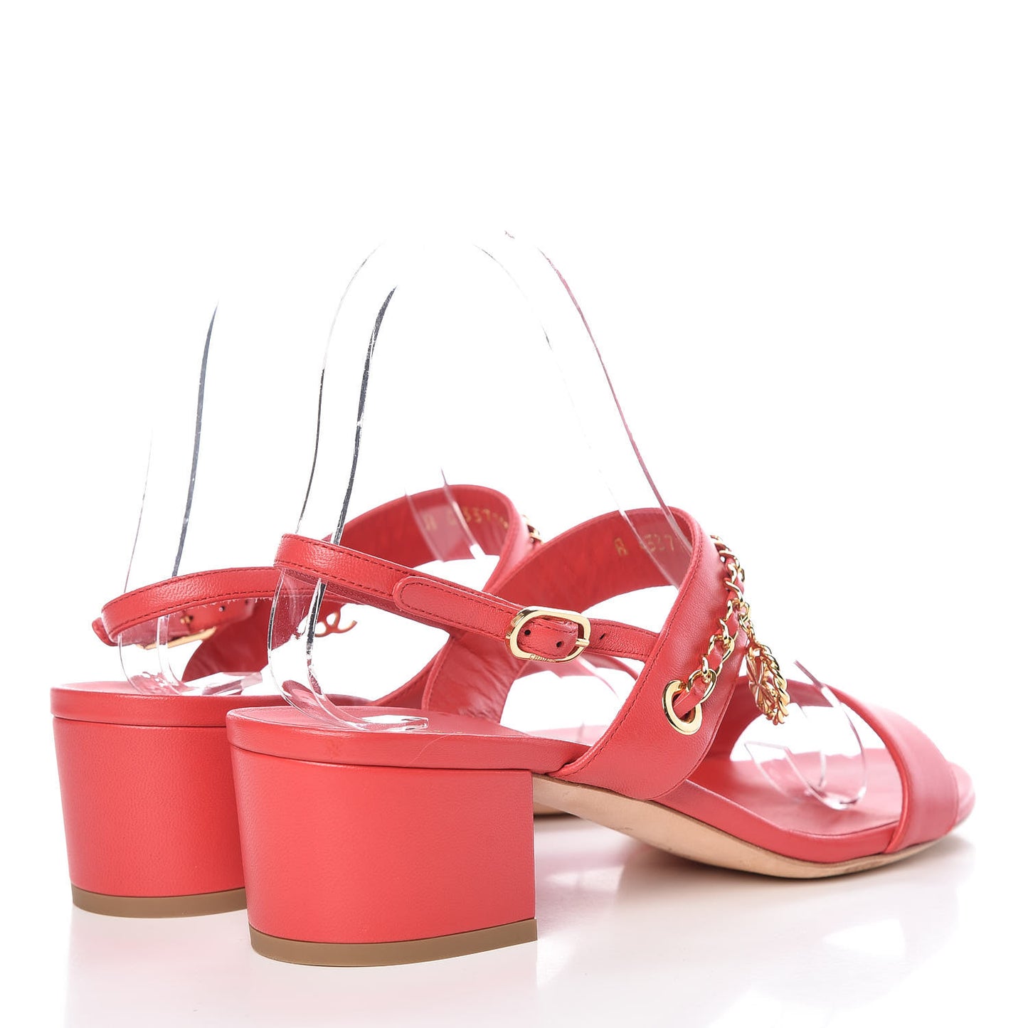 Lambskin Chain Clover Sandals 38 Red