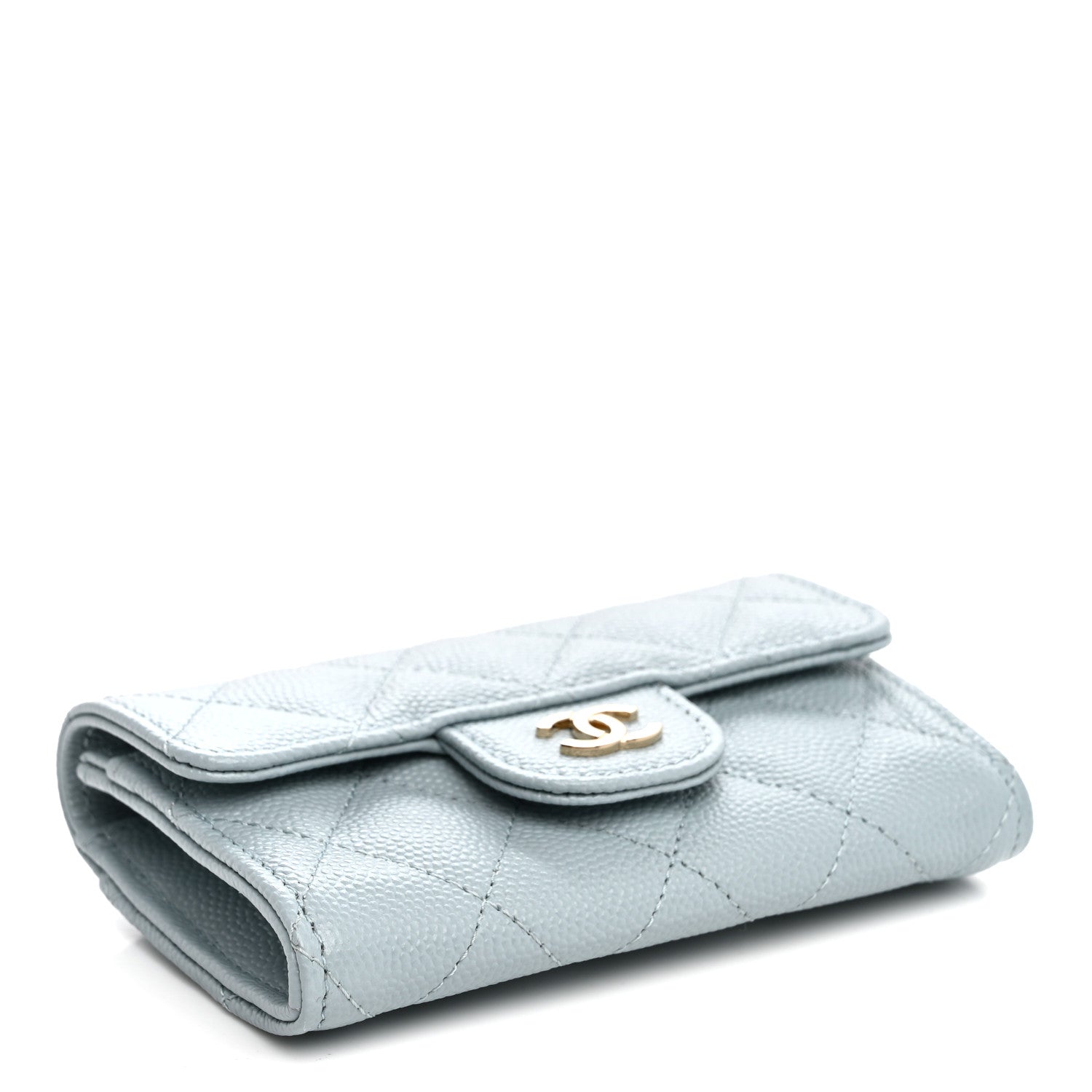 Chanel Caviar Quilted Flap Card Holder Wallet Light Blue 4 of 9